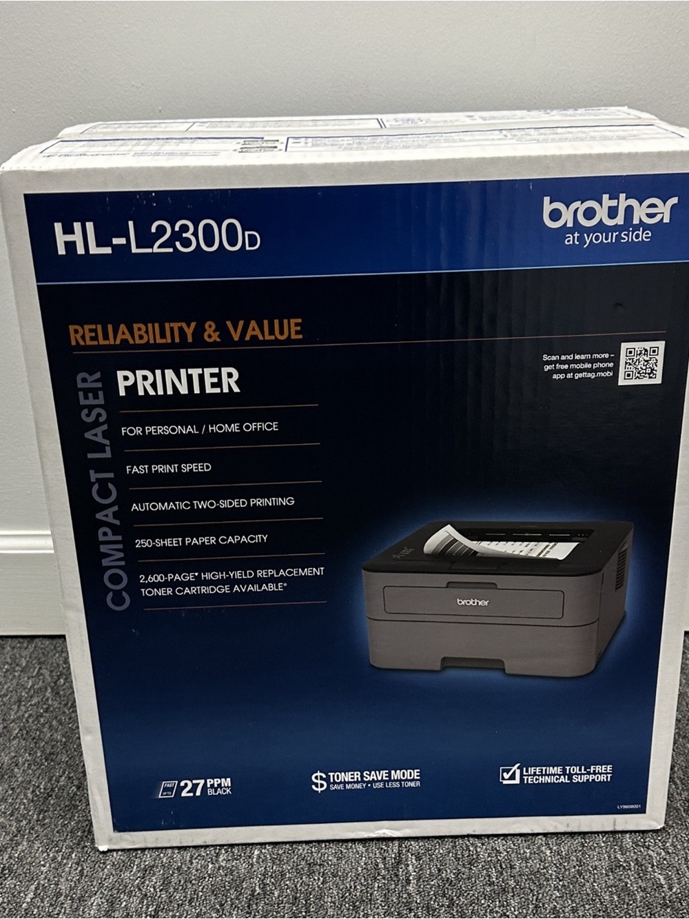 Brother HL-L2300D Black and Blue Retail Boxed Laser Printer
